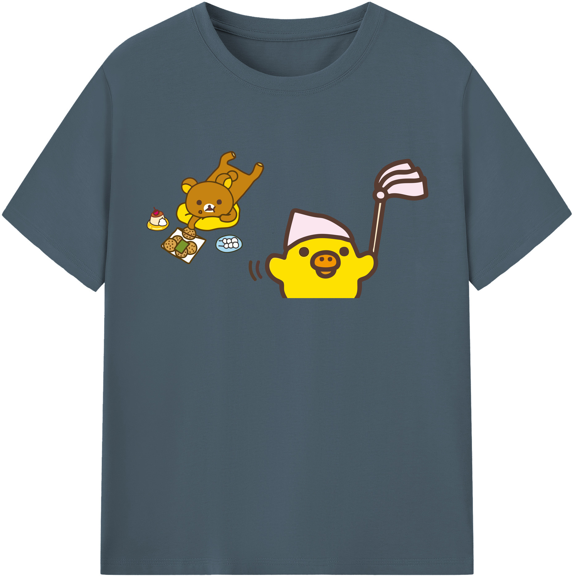 （画像用） リラックマ リラックマ キイロイトリ Rilakkuma Korilakkuma Kiiroitori 綿100％半袖Tシャツ（フロントプリント）